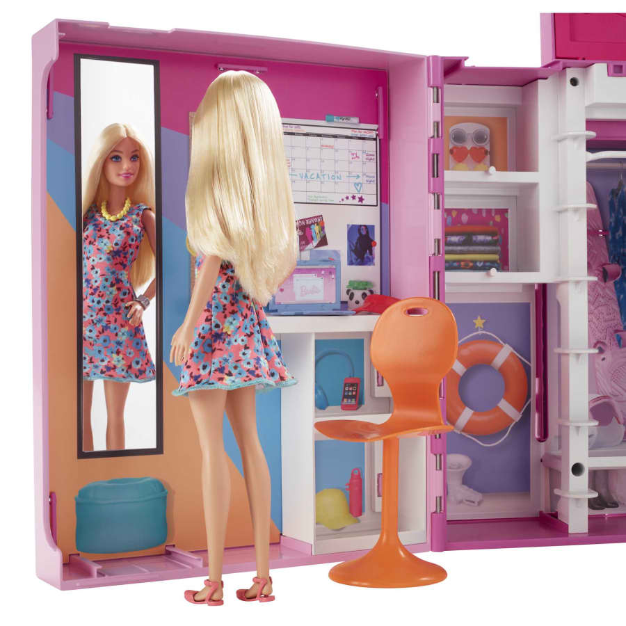 【限宅配】MATTEL Barbie 芭比娃娃 芭比夢幻雙層衣櫃組合