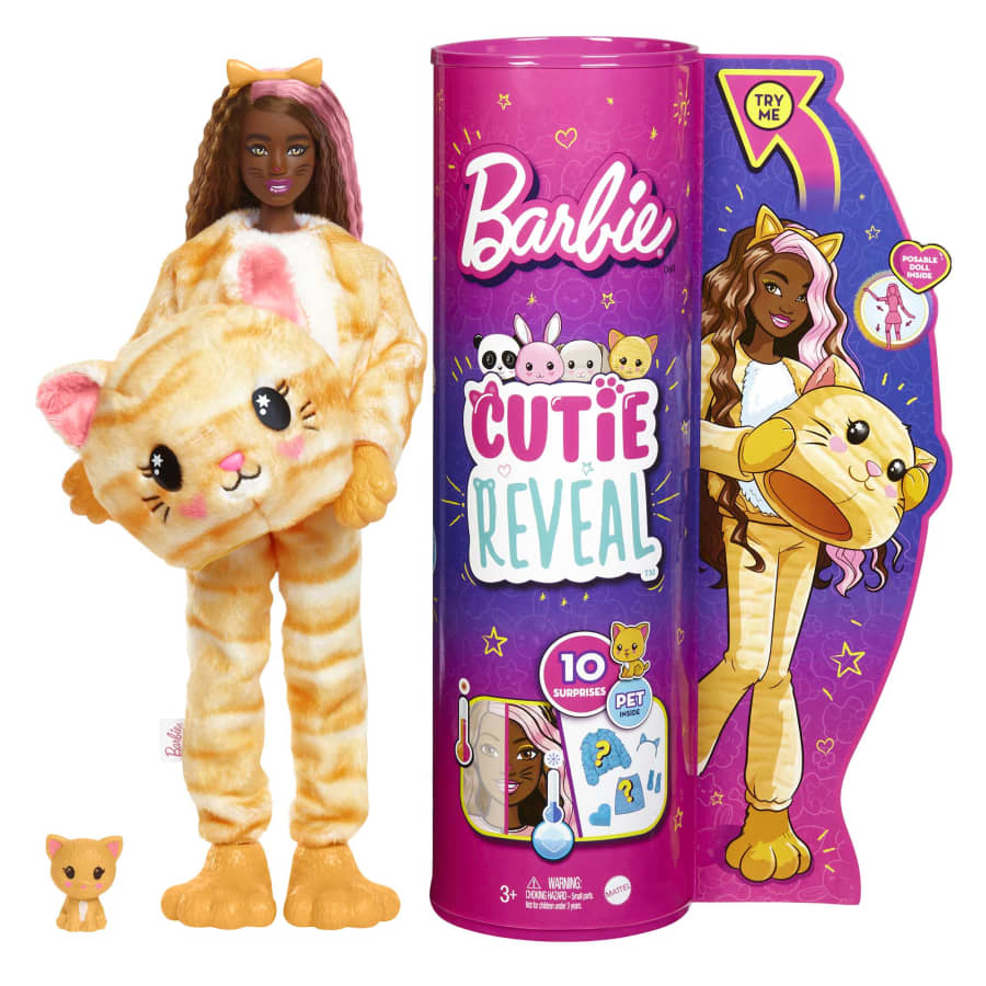 MATTEL Barbie 芭比娃娃 芭比驚喜造型娃娃可愛動物系列 貓咪