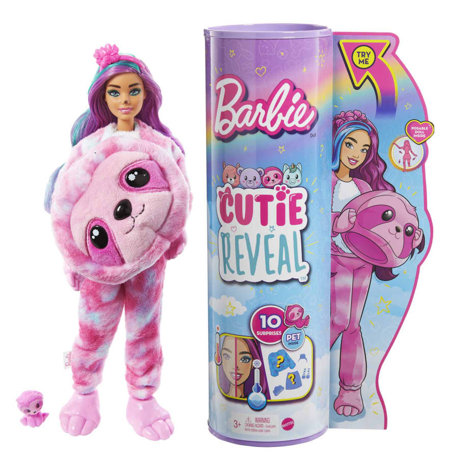 MATTEL Barbie 芭比娃娃 芭比驚喜造型娃娃夢幻動物系 樹懶