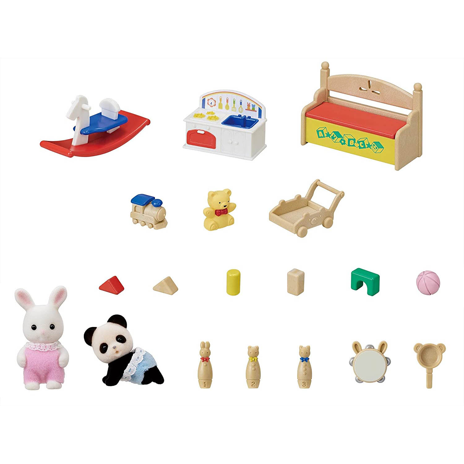 森林家族 寶寶玩具配件組 白兔熊貓嬰兒