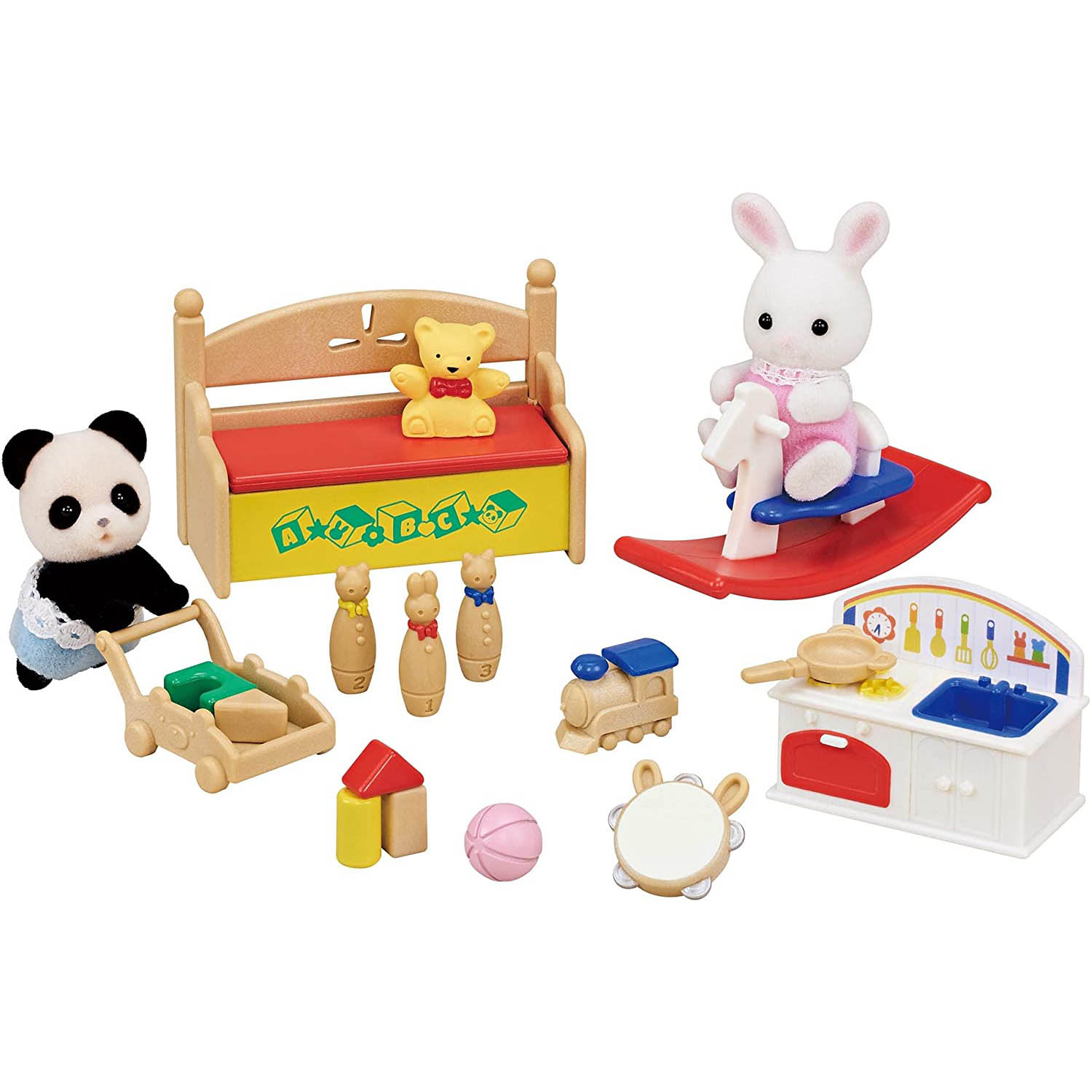 森林家族 寶寶玩具配件組 白兔熊貓嬰兒