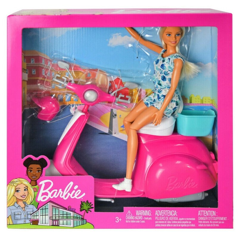 MATTEL Barbie 芭比娃娃 芭比時尚假期摩托車組合