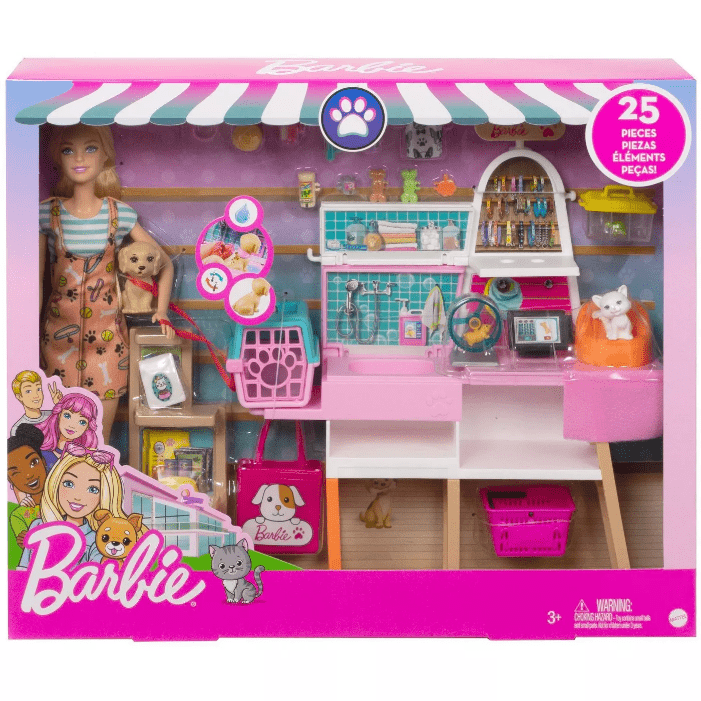 MATTEL Barbie 芭比娃娃 芭比時尚寵物店組合