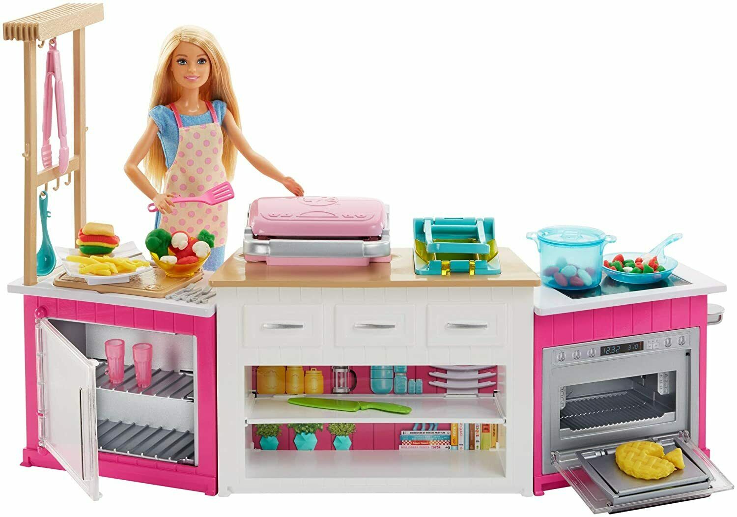 MATTEL Barbie 芭比娃娃 芭比廚房遊戲組合連娃娃