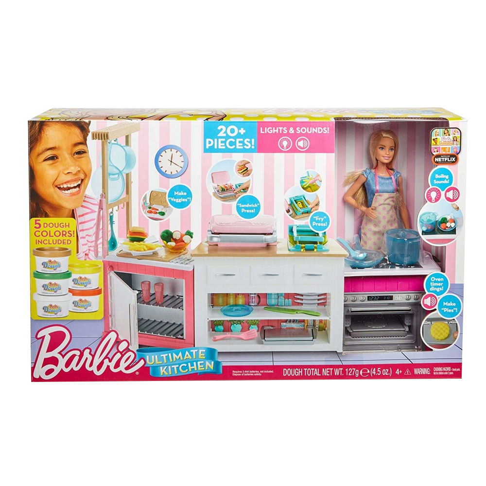 MATTEL Barbie 芭比娃娃 芭比廚房遊戲組合連娃娃